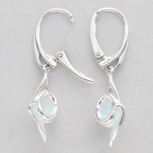 Oval White Fire Opal Dangle Swirl <b>Earrings</b> 925 Sterling Silver Leverback Third Party Certified Trendy Handmade Jewelry Gift for - Product Image 6