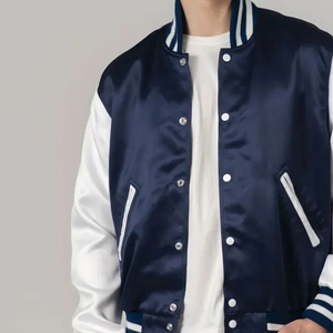 Veste bomber en satin personnalisée de haute qualité pour hommes, broderie de logo personnalisée, veste en satin antibactérienne écologique - Product Image 6