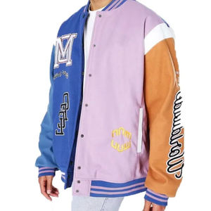 Wholesale Custom Letterman Plus Size Unisex High Street Waterproof Windproof Front Vintage School College <b>Bomber</b> <b>Varsity</b> <b>Jacket</b> - Product Image 1