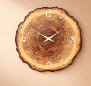 Reloj de pared redondo de madera con diseño de anillo de árbol, silencioso, sin tictac, moderno, rústico, minimalista, decoración para el hogar a precio económico. - Product Image 4