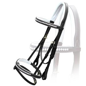 Brida de cuero blanca profesional hecha a mano estilo western con adornos brillantes, de acero inoxidable, con acolchado suave y transpirable que absorbe el sudor. - Product Image 4