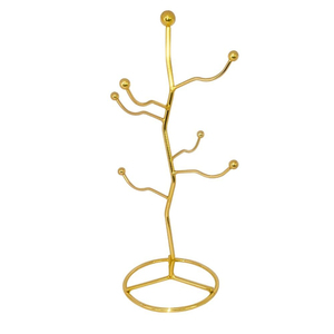 Support de tasses en fer doré, type arbre, avec 6 crochets, en métal, organisateur de tasses à café, autoportant, gain de place, pour rangement et présentation de tasses à thé - Product Image 4