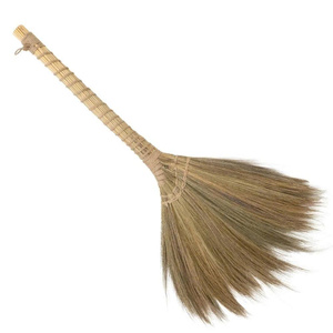 Modern Colorful Plastic Handle Natural Grass Broom with Medium Soft Bristles Lightweight Eco-Friendly for Home Floor Cleaning - Product Image 5