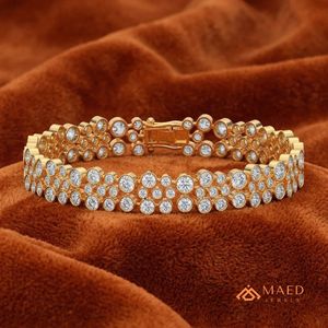สร้อยข้อมือเทนนิสโมอิสซาไนต์สีทองสำหรับผู้หญิง สร้อยข้อมือแบบโซ่และแบบเชื่อมต่อหลายแถว เครื่องประดับแฟชั่นสุดหรู ชุดของขวัญวันครบรอบสุดสง่างาม - Product Image 2