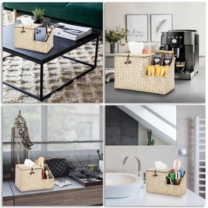 High Quality Eco-Friendly Seagrass Tissue Box <b>Holder</b> Side Organizer Customizable Color Vintage Style Square Shape Tableware for - Product Image 6