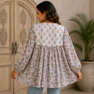 Chemisier pour femme - Imprimé floral rose en mousseline de soie transparente, col à nœud, manches ballon en dentelle, décontracté, pour le quotidien, printemps, coupe ample, taille standard - Product Image 4