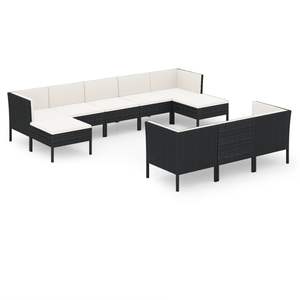 Conjunto Modular de Muebles de Jardín de Ratán PE Negro, Elegante Mueble Modular de Jardín para Exteriores - Product Image 2
