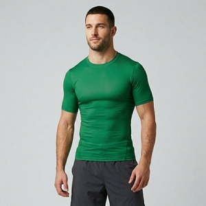Camiseta Deportiva de Compresión de Manga Corta para Hombre, Corte Ajustado, Cuello Redondo, Secado Rápido, para Entrenamiento, Gimnasio y Ejercicio - Product Image 1