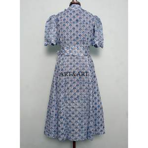 Elegante Vestido Midi de Algodón para Mujer, Estilo Boho, Dulce, Natural, Vintage, Floral, Casual, de Manga Corta para Verano - Product Image 6