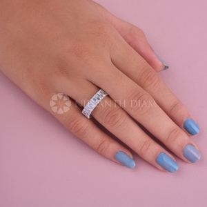 Bague en diamant de laboratoire taille baguette, look premium, alliance fine en diamant pour mariage et anniversaire, cadeau pour femme - Product Image 5