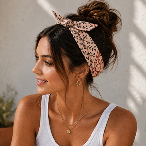 Craftjaipur Handmade Cotton Adults Block Printed Floral Eco-friendly Bandanas <b>Square</b> <b>Scarf</b> Accessory for Summer & Winter - Product Image 1