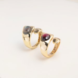 Natural Labradorite Open Ring in Gold Finish Statement Gemstone Ring Handmade Adjustable Jewelry for Women - Product Image 5