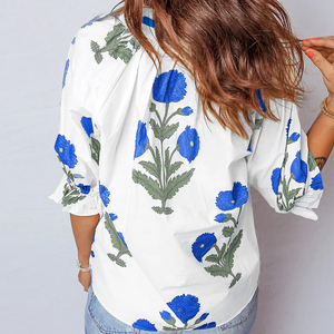 Custom <b>Hawaiian</b> <b>Shirt</b> Bohemian Floral Button V-neck DTG Print Top Summer Casual Loose Plus Size Beach Funny <b>Women</b> - Product Image 6