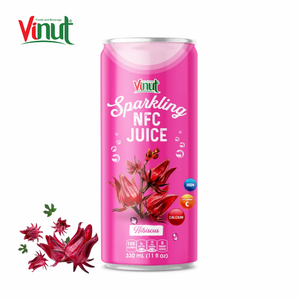 Jus pétillant d'hibiscus 330ml en canette, faible en gras, 9 Brix, boisson fruitée gazeuse rafraîchissante, fournisseur OEM VINUT pour marque privée - Product Image 1