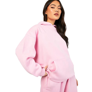 Best Quality Women Cotton Blend <b>Tracksuit</b> Pullover Hoodie and Jogger Pants Custom Logo Winter Sportswear Supplier - Product Image 2