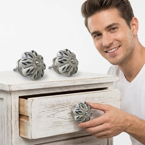 Beads Art Modern Ceramic Flower Shape Cabinet <b>Knob</b> and Furniture Handle for Dresser Cabinet Drawer - Product Image 4