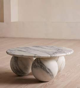 Para Newstar, mesa de centro de mármol redonda moderna con Base de bola esférica, mesa central de mármol Natural para juego de muebles de sala de estar - Product Image 1