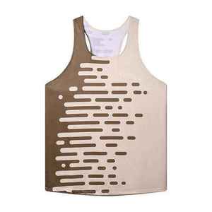 Débardeur sans manches pour homme, motif géométrique, col rond, respirant, style sportif, marron beige, impression par sublimation - Product Image 1
