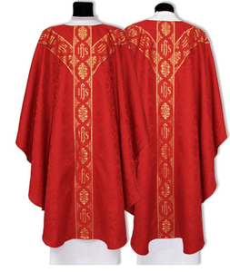 Tunica Sacerdotale da Chiesa, Veste Ricamata a Maniche Lunghe con Blocchi di Colore, Camicia a Rete Traforata di Media Lunghezza - Product Image 3