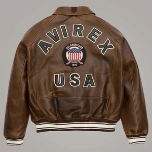 แจ็คเก็ตหนังสีน้ำตาลวินเทจ Avirex รุ่น Letterman รุ่นลิมิเต็ดอิดิชั่น - Product Image 2