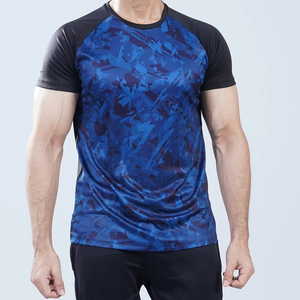 T-shirt de sport pour homme, coupe ajustée, en tricot épais, spandex/polyester, respirant, séchage rapide, écologique, streetwear, gym - Product Image 4