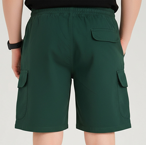 2026 New arrival Men Cargo <b>Shorts</b> Solid Green Drawstring Waist Breathable Fabric Casual Style Front Logo Placement and sale - Product Image 5