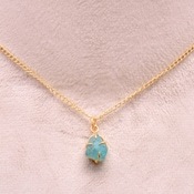 Collier pendentif fantaisie en cristal d'apatite brute, bijou pierre de naissance naturelle, en argent sterling 925 plaqué or 14 carats, fait main pour enfants - Product Image 4