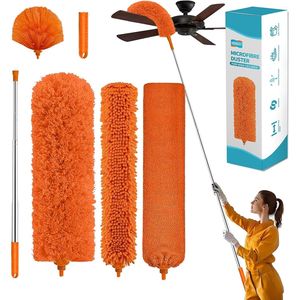 Kit Spazzola Telescopica da 110 Pollici per Pulizia Esterni con Spazzola a Ragno e Manico Lungo per Soffitti Alti, Certificato CE - Product Image 1