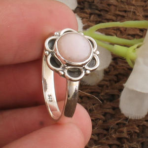 925 Sterling Silver Natural Peruvian Pink Opal Ring for Women <b>Handmade</b> Vintage Oval Gemstone Anniversary Ring <b>Jewelry</b> Wholesale - Product Image 2