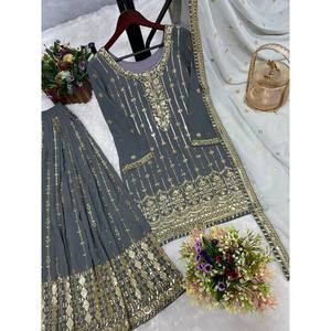 ชุดปาร์ตี้ที่สวยงามสวมด้านบนและด้านล่างพร้อมชุดแฟนซี dupatta ขนาด XL - Product Image 5