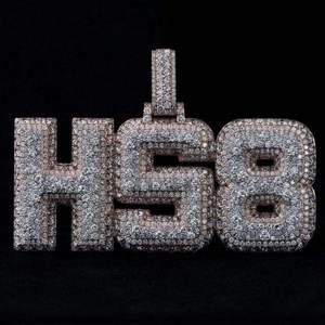 Colgante de Letra 3D Personalizado, Joyería Hip Hop, Moissanita, Plata 925, Joyería para Hombre, Estilo Rapero - Product Image 1