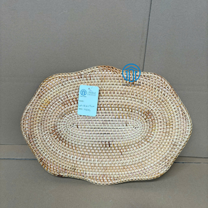 Meilleures ventes : Set de table ovale en rotin, bord festonné, tissé à la main, couleur naturelle, écologique, pour table à manger, fournisseur en gros - Product Image 2