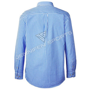 Chemise traditionnelle OEM, style bavarois allemand, Lederhosen, bleu et blanc, 100% coton à carreaux, look vintage, chemise Lederhosen. - Product Image 3