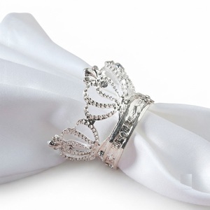 Anillos de Servilleta de Plata Antigua con Corona para Decoración de Mesa de Boda, Elegantes Soportes de Diamantes de Imitación para Banquetes y Cenas de Hotel - Product Image 1