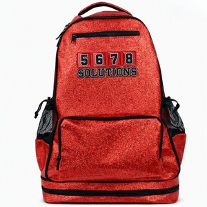 <b>Red</b> <b>Glitter</b> Waterproof Cheerleading Backpack Linen Custom Team Sports Bag Shoe Compartment Embroidery Daily Life Use Wholesale - Product Image 1