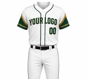 Maillot de baseball personnalisé pour homme, blanc, manches courtes, impression sublimée, polyester anti-humidité, uniforme d'équipe, logo personnalisé sur le devant - Product Image 1