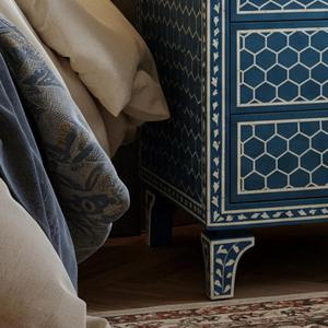 Mesa de Cajones con Incrustaciones de Hueso de ILAHI, Diseño Moderno con Detalles de Ágata, Almacenamiento de Tres Niveles, Mueble Portátil para el Hogar - Product Image 2