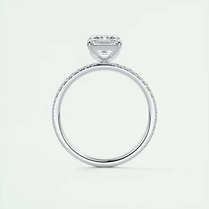 Anillo de compromiso Harper con diamante cultivado en laboratorio de corte esmeralda de 2.25 quilates y pavé con engaste francés en oro blanco de 14K - Product Image 1