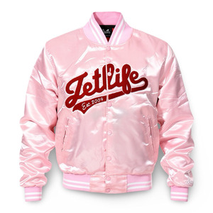 Veste bomber en satin rose personnalisée, faible MOQ, qualité supérieure, vestes unisexes - Product Image 4