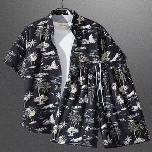 เสื้อผ้าฤดูร้อนของผู้ชาย เสื้อเชิ้ตลายดอกไม้แขนสั้น เสื้อผ้าชายหาดเกาะไหหลำ ชุดบางสำหรับคู่รักในฤดูร้อน เสื้อผ้าฤดูร้อนของผู้ชาย - Product Image 4