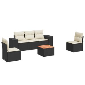 Ensemble de canapés de jardin modulaires 6 pièces en rotin PE noir, collection élégante et durable en rotin PE - Product Image 2