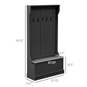 "Women's Coats 3-in-1 Entryway Bench with Coat Rack Hall Tree & <b>Shoe</b> Storage (5 <b>Hooks</b>)" - Product Image 3