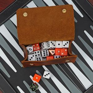 Leather Dice Cup <b>Box</b> Handmade Classic Style <b>Brown</b> <b>Storage</b> Case for 7pcs Dices Adult Use - Product Image 4
