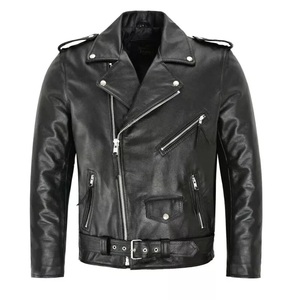 Custom Collar Windbreaker Riding Motorcycle Leather <b>Biker</b> <b>Jacket</b> for Men and Women Zip Style Leather Coat Long Sleeve Slim Fit - Product Image 1