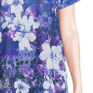 T-shirt à imprimé floral pour femmes, manches courtes, col rond, coupe ample, décontracté, tricoté, respirant, haut de printemps et d'été - Product Image 4