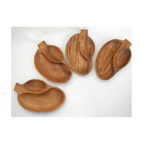 Plateaux de service en bois bio faits à la main avec compartiments pour cuillères, plateaux écologiques pour collations et condiments, ustensiles de cuisine rustiques - Product Image 1