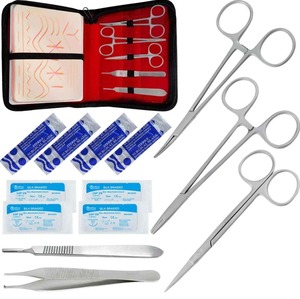 Reusable Medical Surgical <b>Suture</b> Practice Pad <b>Kit</b> with Manual Instruments and Stainless Steel Tools - Product Image 1
