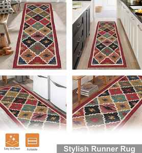 Tapis de couloir Kilim en jute et laine tissés sur mesure, faits à la main et durables, pour salon, chambre et bureau - Product Image 2