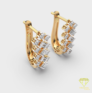 Elegant Baguette Moissanite Diamond Hoop Earrings Gold <b>Huggie</b> Earrings Luxury Wedding Jewelry For Women - Product Image 6