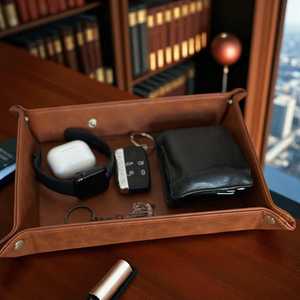 Estuche de Cuero Genuino de Lujo, Bandeja para Guardar Joyas, Organizador de Escritorio, Caja Pequeña de Cuero Auténtico, GLTY-0027 - Product Image 2
